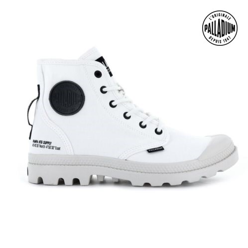 Palladium Pampa Hi Htg Supply Women's Boots White | UK C768-CMK